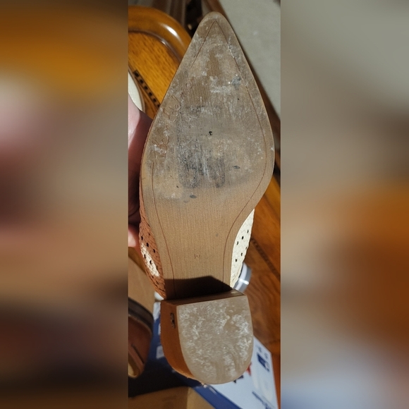 Sam Edelman Lillianna Ivory Woven Leather Pointed Slip On Block Heel Mules Sz 10 - Picture 5 of 13